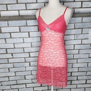 Jenny Jen Sleeveless Sexy Sheer Pink Lace Chemise Size Medium Nighty